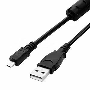 Hemlosk Câble de chargement mini USB compatible avec certains appareils photo numériques Fuji Finepix Nikon pour transfert d'images et certains modèles de chargement de batterie