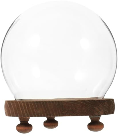 HEATSHAKING Cúpula de Vidrio Transparente con Base de Madera para Terrarios y Plantas Suculentas Decoración Creativa para Especiales Resistente