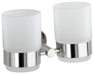 Wenko 20210100 hållare Duo Bosio tandborsthållare, för tandborste och tandkräm, rostfritt stål rostfri, 17,5 x 9,5 x 9 cm, glänsande