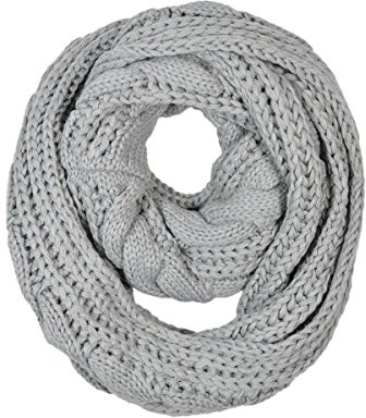 TrendsBlue® Premium Winter Twist Knit Warm Infinity Circle Scarf, Gray