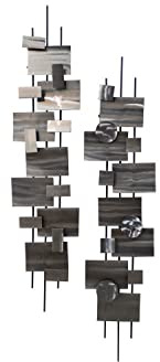 KunstLoft Wanddeko Metall | 100% HANDGEFERTIGT | 25x108x15cm | Wandbild Metall 'Living Geometry' | Abstrakte Skulpturen | Silber | Wandskulptur | Metalldeko Wand Wohnzimmer