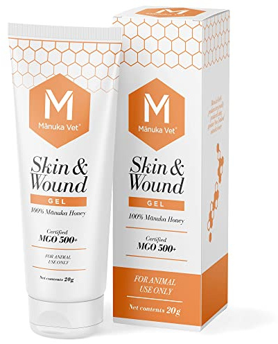 Manuka Vet Skin & Wound Gel, 500+ MGO Medical Grade Manuka Honey, Rapid Healing & Skin Repair Treatment for Dogs, Horses and Cats, 0.71oz (20g) Tube