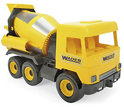 WADER Middle Truck Betonmischer mit drehbarer Mischtrommel, ab 3 Jahren, ca. 43 cm, 32124, Gelb
