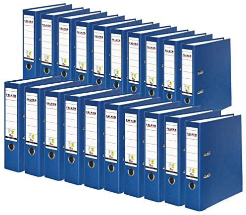 FALKEN 20x PP-Color Kunststoff-Ordner 8 cm breit DIN A4 blau | Made in Germany Kunststoffbezug außen Papierbezug innen Vegan