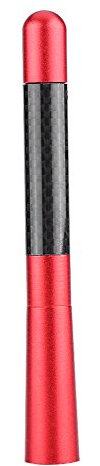 Antena de fibra de carbono, antena universal de repuesto para automóviles con tornillos/adaptadores, aptos para antenas atornilladas (rojo carbón)