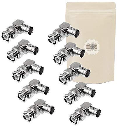 10x Adattatore BNC maschio femmina con gomito da angolo retto 90° - connettore coassiale video s-video SDI CCTV - 50 Ohm - Adaptout marca francese