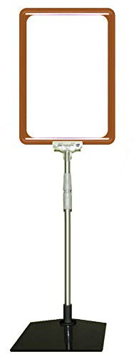 4 Plakatständer DIN A4 Rahmen rot, Teleskopständer höhenverstellbar bis 580 mm mit Teleskoprohr ALU Kunststoff, Fuß eckig 160x192 mm Stahl schwarz, Kundenstopper, Aufsteller