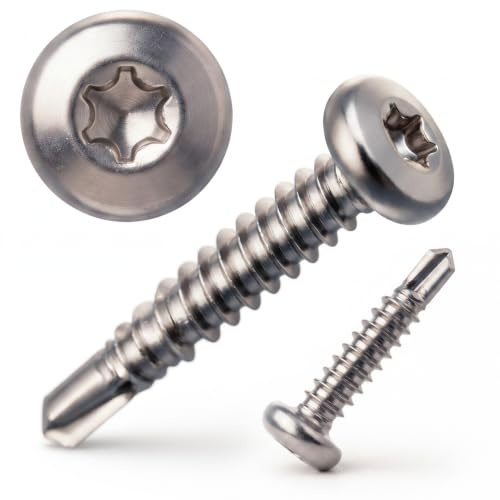 PROTECH 200 Stück Bohrschrauben 4,2x13mm V2A Edelstahl A2 Torx-Antrieb Linsenkopf-Schrauben DIN 7504 Selbstschneidende Blechschrauben TX Innensechsrund