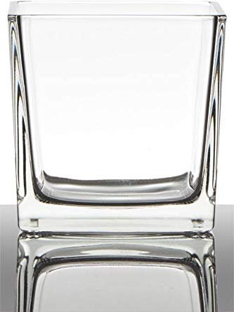 INNA-Glas Tiesto de Cristal Kim, Cubos/Cuadrado, Transparente, 12x12x12cm | Macetero - Maceta