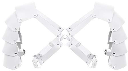Freebily Herren Punk Leder Body Brust Harness Gürtel verstellbare Schulterpanzer Schulter Rüstung Körper Brustgeschirr Bandage Kostüm mit Schnallen Weiß B One Size