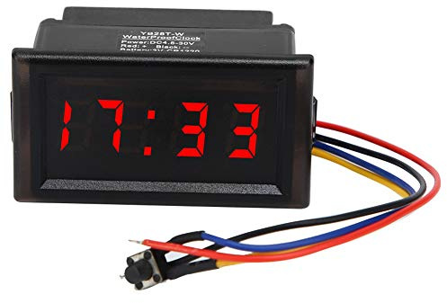 Reloj electrónico para coche Kuuleyn, DC4.5V-30V, resistente al agua, a prueba de polvo, pantalla digital LED, reloj electrónico automático para coche(rojo)