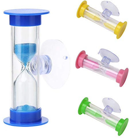 Kids Toothbrush Sandglass Timer, 2 Min Shower Mini Glass Sand Clock With Suction Cup, Cooking Swivel Sand Timer, Children Mini Hourglass for Brushing Teeth (Blue)