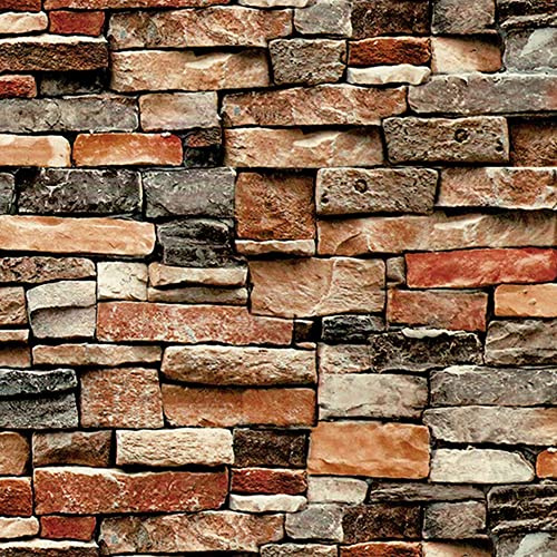 Ohmywor Red Peel and Stick Wallpaper Brick, 45x600CM | Self Adhesive, Brick Effect Vinyl, Living Room Bedroom Home Decor