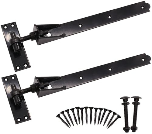 EAI Adjustable Gate Hinges | 750mm / 30 Inch Heavy Duty Hook and Band Gate Hinges | Black - 1 Pair
