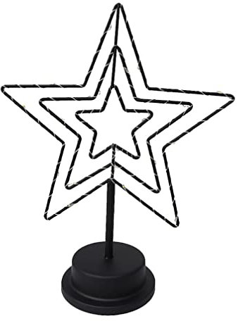 SOLUSTRE LED Weihnachtsstern Leuchtstern mit Fuß: Tischlampe Stehend Weihnachten Adventsstern Stehlampe Beleuchtet Metall Standleuchte: Silvester Dekoration Wohnzimmer Tischdeko Xmas Deko