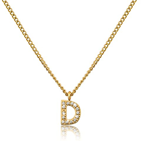 GD GOOD.designs Kette Buchstabe Gold für Damen | 18K vergoldete Halskette mit Zirkonia Initialien | Goldene 316L Edelstahl Buchstabenkette