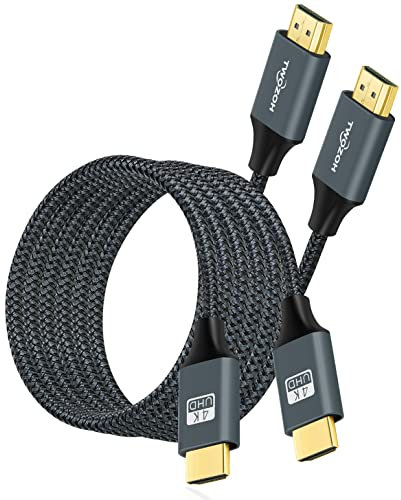 Twozoh 2 Pezzi Cavo HDMI 4K 0,3M, Nylon intrecciato ad alta velocità Cavi HDMI a HDMI supporto 3D/4K@60Hz/2160P/1080P