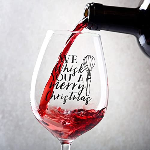 Rimego Copas de vino tinto We Whisk You A Merry Christmas - Juego de 2 copas de vino tinto personalizadas, regalo de fiesta, hogar, bar, regalo de cumpleaños, vasos de 11 onzas