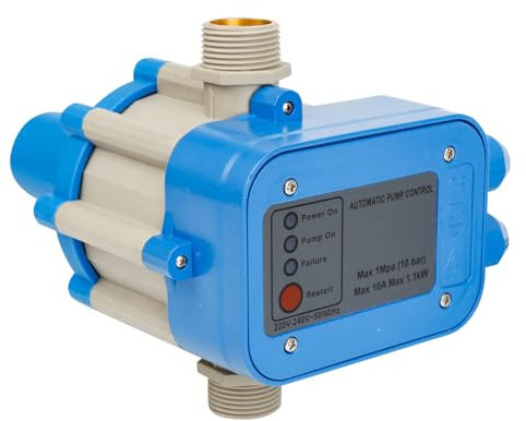 Jopassy 1100W 4800l/h Pumpensteuerung, Druckschalter für Wasser, Druckwächter 10 Bar, IP65 Druckwächter Durchflusswächter für Hauswasserwerk Pumpe Brunnenpumpe(1.5 Bar）