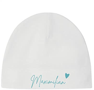 minimutz Kleine Babymütze mit Namen | Personalisierte Mütze Beanie für Baby und Neugeborene | Motiv Herz