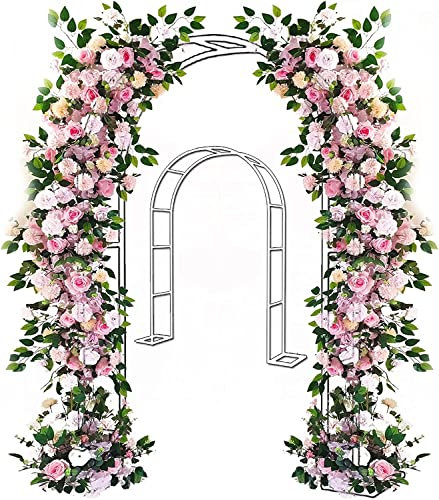 Arche Jardin Aluminium Largeur, Arche À Rosiers Métal, Filet À Plantes Grimpantes, Filet de Treillis, pour Récolte de Concombres, Légume, Vignes, Plantes Grimpantes,Blanc,350x220x40CM