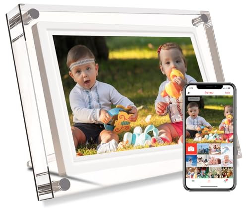 Frameo 10.1inch Acrylic WiFi Cloud Digital Photo Frames with 800 * 1280 IPS Touch Screen HD Disply,Built-in 32GB Storage Smart Digital Picture Frame,Share Your Moments
