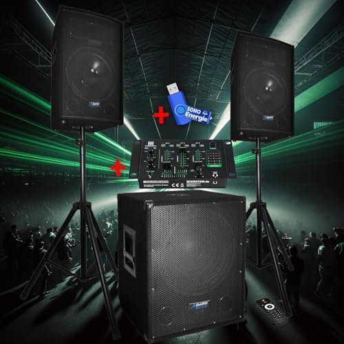 Système Sonorisation Complet 2200W Enceintes + Subwoofer USB/BLUETOOTH BM Bmsonic BMS1512 avec table de mixage +clé usb 32gigas