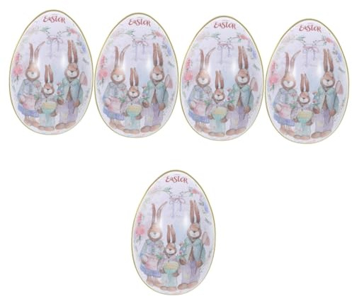 IMIKEYA 5pcs Box Easter Egg Tinplate Candy Box Easter Sweet Container Storage Tin