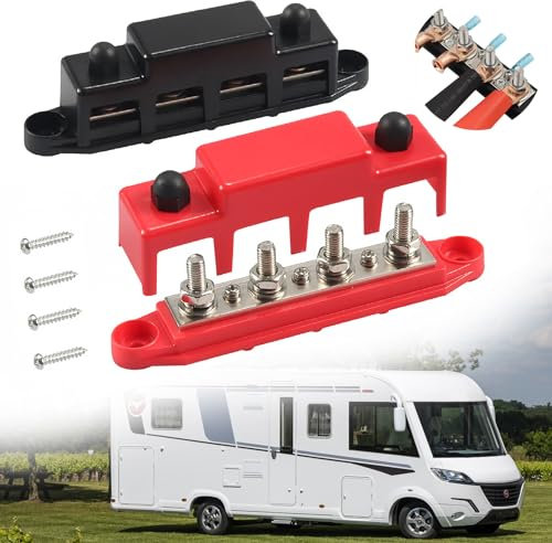 Idota Busbar 12v - 48V DC Morsettiera Distribuzione 150A con Bulloni Terminali M8 Bus Bar per Auto Barche Sistema Solare