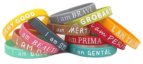 BQLYblink 24 Stück Motivationsarmbänder auf Deutsch, 20.2 cm Inspirerende Zitate Silikonarmband, Motivierendes Silikonarmband, Geeignet für Kinder,Jugendliche,Frauen,Männer