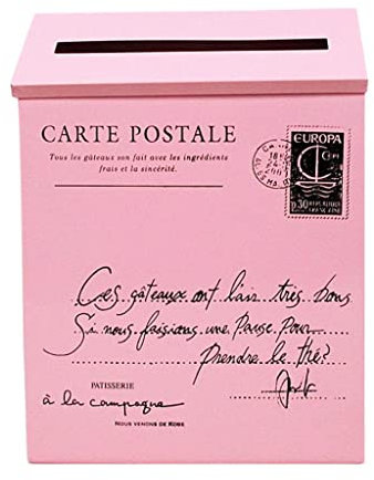 Buzón grande de metal galvanizado americano vintage | Buzón montado en la pared con cerradura | para decoración del hogar rural | 23 x 6 x 30 cm - Rosa