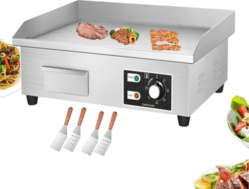forplubossmmp Griglia Elettrica Commerciale Piastra Elettrica 50-300°C Piastra Riscaldante Elettrica/Piastra da Banco in Acciaio Inossidabile/Piastra Piana da Cucina Friggitrice Bistecche,3000W-2