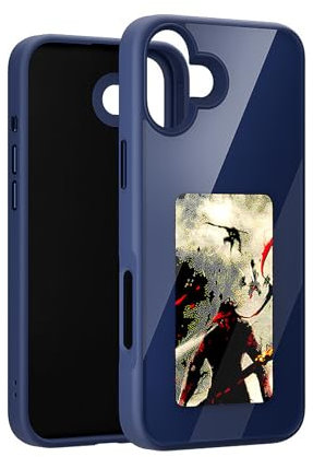 QSM for iPhone 16 E-Ink Phone Case,Photo Projection Customiza Ink Phone Case,Ink Smartphone Case for iPhone 16,Blue