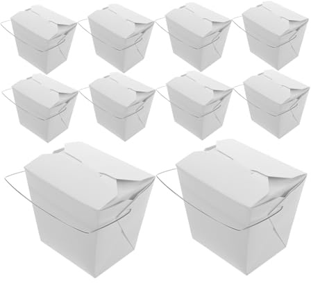 Gatuida 50pièces Boîtes Alimentaires à Emporter Avec Poignée Fil Métallique Boîtes Papier Contenants Compacts Et Solides Pour Restauration Faciles à Transporter Lot