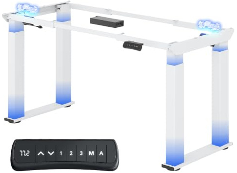 FLEXISPOT Elektrisches Tischgestell höhenverstellbar,4-Bein Gestell Weiß