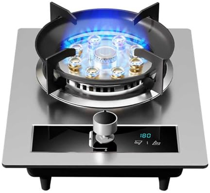 THEGA Fornello A Gas con 1 Bruciatore, Fornello A Gas da Campeggio da 7,2KW, Fornello da Banco da Cucina, Timer Indipendente su Entrambi I Lati, con Protezione da Flameout(NG)