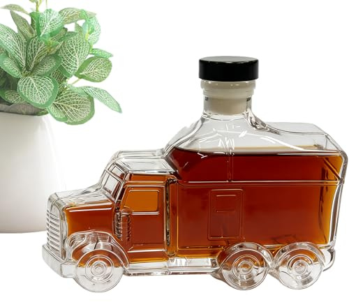 Bourbon Decanter – Mezzo camion Bourbon Versatore, 375 ml, contenitore vintage per liquori con tappo per ospitare brunch birra, feste, bar, matrimoni, compleanni, cucina, champagne