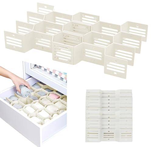 lemgyiamz Divisori per Cassetti, Organizzatore Armadio e Organizer Cassetti Cucina, 12 Pezzi Set Organizer per Cassetti Modulabile ed Estensibile per Casa, Ufficio, Bianco (6.7x3.6 cm)
