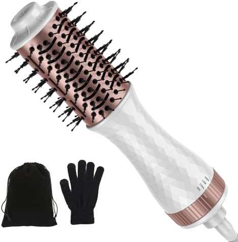 Brosse Chauffante Brushing, 4 en 1 Brosse Soufflante Rotative, Brosse Seche Cheveux avec Ions Négatifs, Brosse Soufflante Pour Sécher Donner du Volume Lisser et Boucler Tous Types de Cheveux
