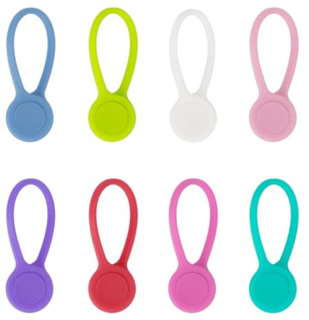 Songella Magnetische Kabelhalter Wiederverwendbare Silikon Magnetisch Kabelbinder Verstellbare Magnetkabelklemmen 8 Stück für Kopfhörer USB Kabel Schlüssel Befestigungssäcke Lesezeichen