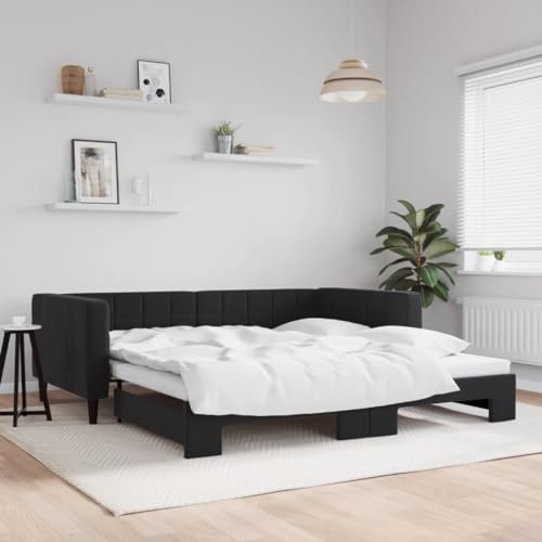 QZZCED 2-in-1-Schlafsofa mit Ausziehbett, Doppel-Sofa, modernes minimalistisches Design für Wohnzimmer, solide Struktur aus Holz und Metall