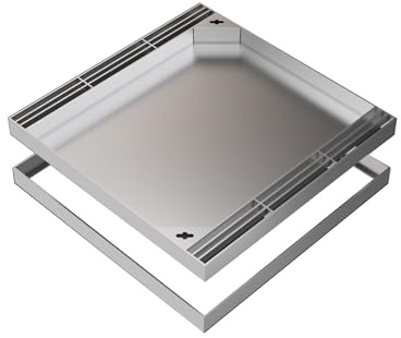 Copertura per pozzetto quadrata in acciaio inox, invisibile, per uso interno/esterno, 60 x 60 cm, piastra di accesso per fognature resistente