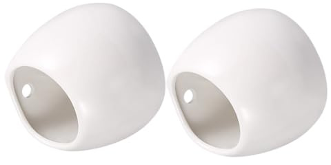 Gogogmee Macetas de Cerámica de Color Claro para Colgar Pared 2 Piezas Orificios, Maceteros Colgantes para Suculentas, Decoraciones de Jardín Interiores, Ahorro de Espacio para Balcón