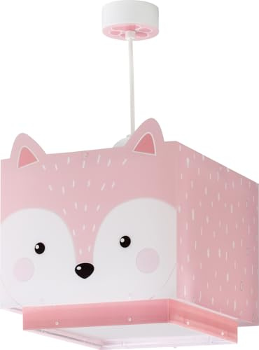 Dalber Lámpara Techo Colgante Infantil Little Fox Rosa 64582M E27 | Incluye difusor de luz inferior extraible; Habitación niña; lámparas infantiles; Animales