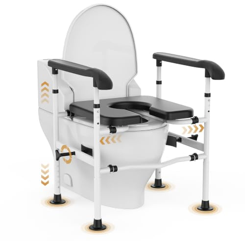 Sedile WC rialzato con maniglie, alzata per WC per anziani con altezza e larghezza regolabili, 181,4 kg, per anziani, disabili, incinte, medici