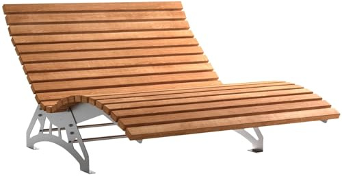SOTECH Gartenliege Lounger 1500 Edelstahl SS304 Komplettset mit Holzlatten | Thermokiefer massiv 1500 x 70 x 39 mm Untergestell massiv 6 mm geschliffen flexible Wellnessliege Waldsofa