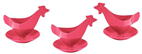 Sonja PLASTIC Eierbecher Huhn in kräftigen Farben 3er Set pink, Hühnereierbecher