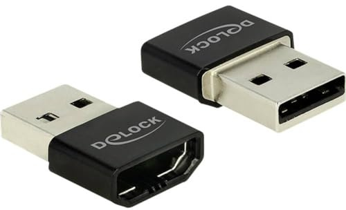 DeLOCK - Adaptador HDMI-A hembra > USB Tipo-A macho, Negro