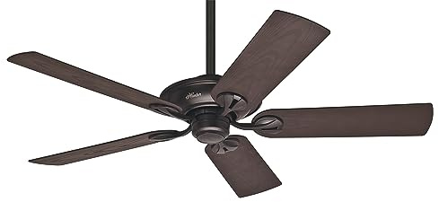 Hunter DECKENVENTILATOR Maribel, 132 cm, Deckenventilator für den Innen- und Außenbereich mit Zugschalter, Gehäusefarbe: neue Bronze, 5 beidseitig verwendbare Flügel in Walnuss, Modell 50555