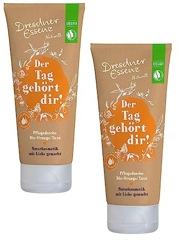2er Pack Dresdner Essenz Pflegedusche Naturell Der Tag gehört Dir! Orange/Yuzu 2 x 200 ml, Duschcreme, Duschgel, Duschbad, belebend, pH-hautneutral, Schönheitsdusche für Haut und Haar